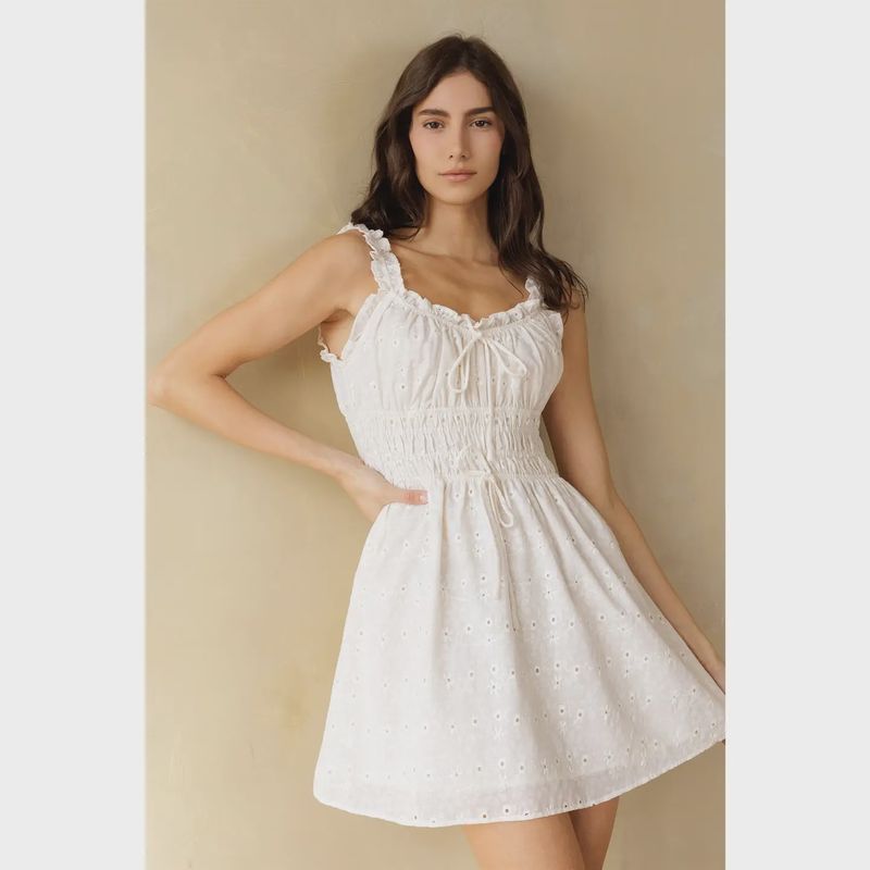 RENEE EYELET DRESS - CREAM FLORAL