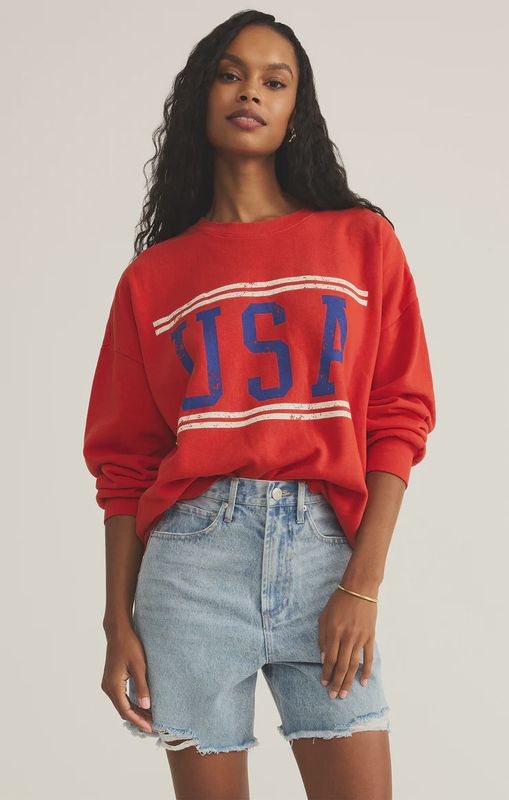 USA SUNDAY SWEATSHIRT - CABANA RED