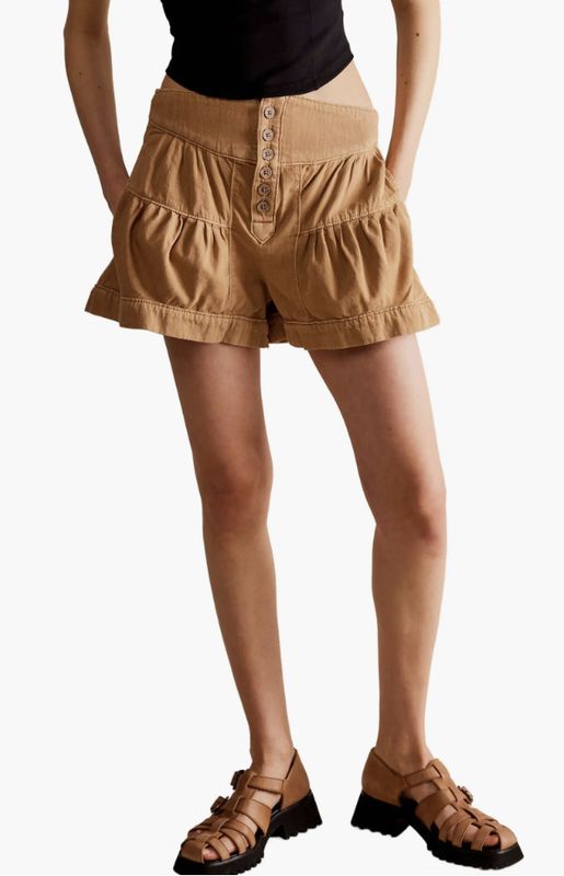 FLEUR DENIM SHORT - WASHED BROWN