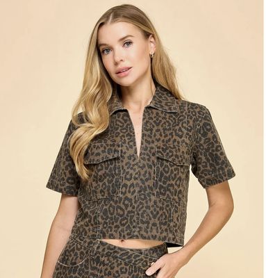 JEWELL ANIMAL PRINT TOP - LEOPARD