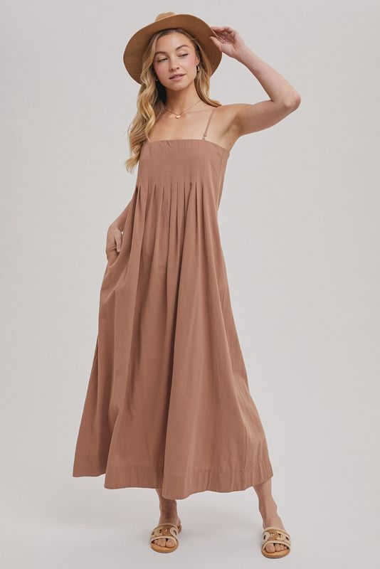BILLOWY MAXI DRESS - CLAY