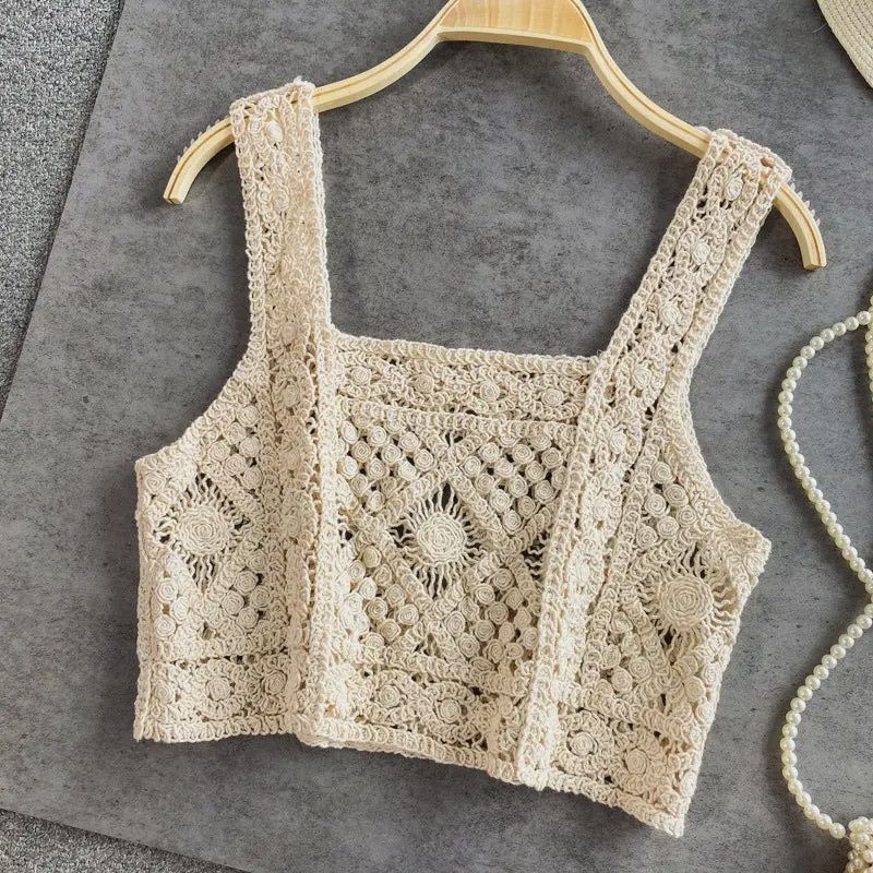 CROSA CROCHET CAMI - BEIGE