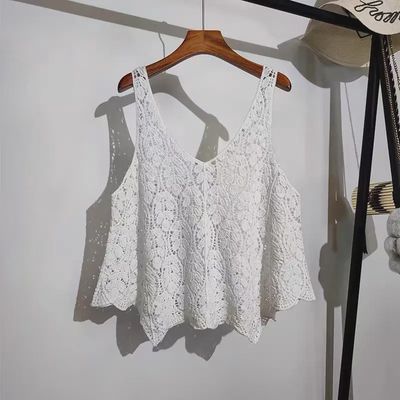 CROCHET KNIT VEST - WHITE