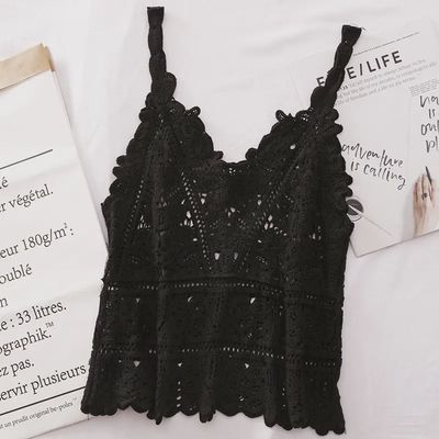 LACE CROCHET CAMI - BLACK