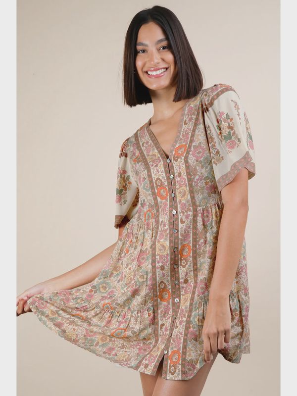 BROOKE FLORAL DRESS - NATURAL COMBO