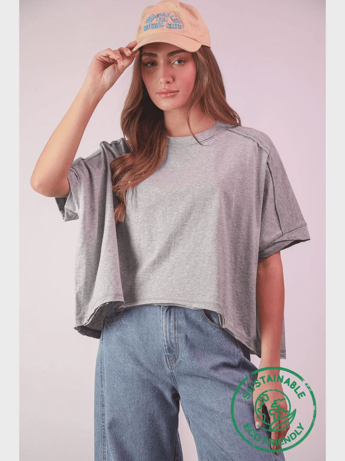OVERSIZED CUTE &amp; COMFY TEE - HEATHER GREY