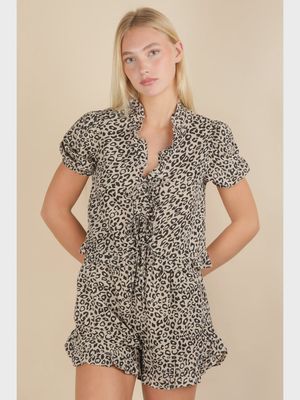 RUFFLED LEOPARD SET - MOCHA