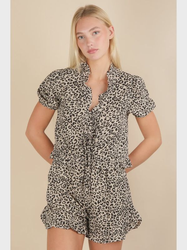 RUFFLED LEOPARD SET - MOCHA