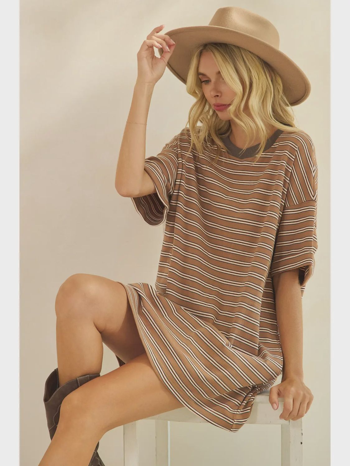 SANDSTONE DRESS - BROWN STRIPE