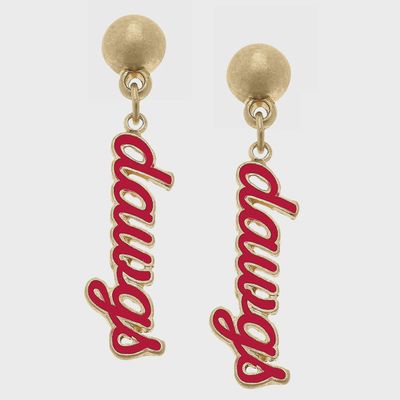 GEORGIA BULLDOGS ENAMEL SCRIPT EARRINGS