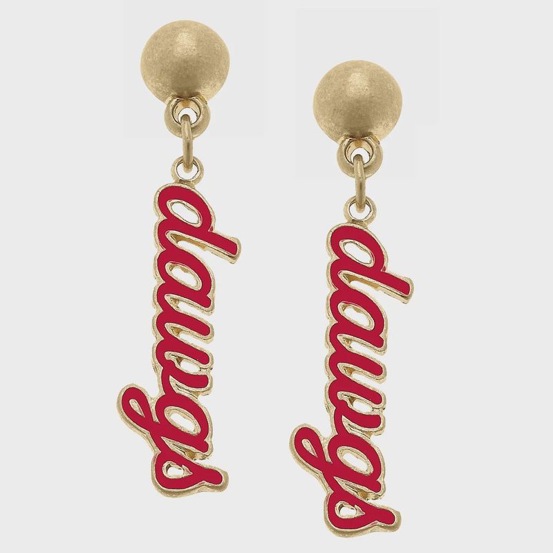 GEORGIA BULLDOGS ENAMEL SCRIPT EARRINGS