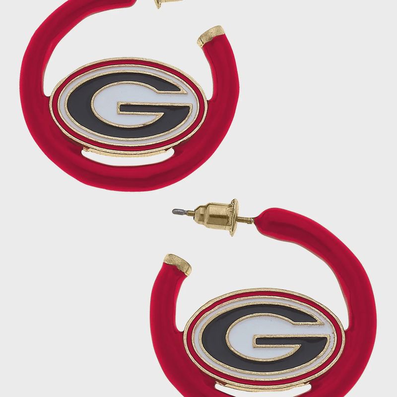 GEORGIA BULLDOGS ENAMEL LOGO EARRINGS