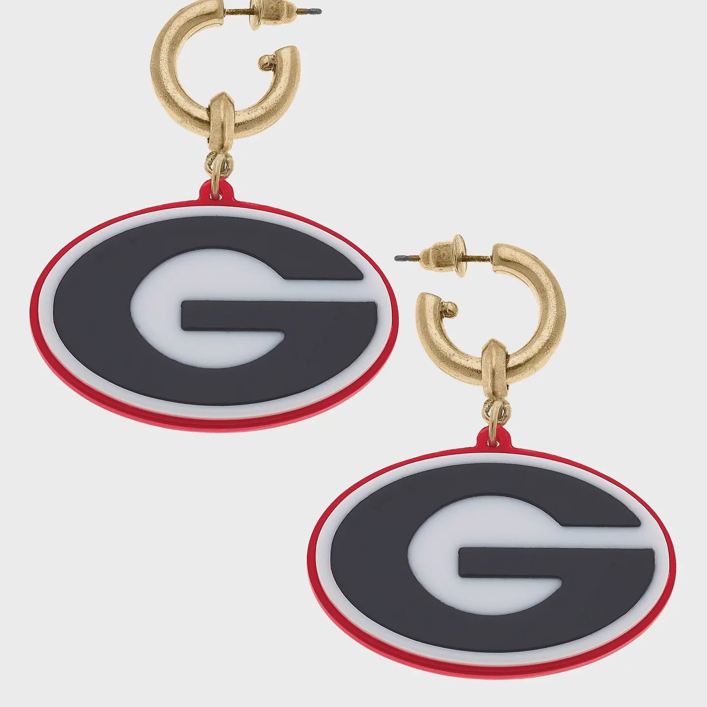 GEORGIA BULLDOGS RESIN LOGO DROP EARRINGS