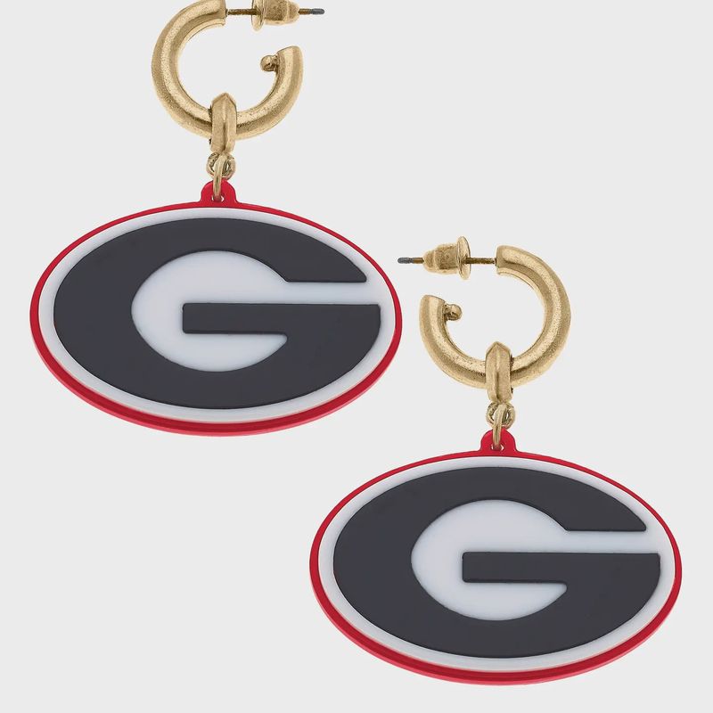 GEORGIA BULLDOGS RESIN LOGO DROP EARRINGS