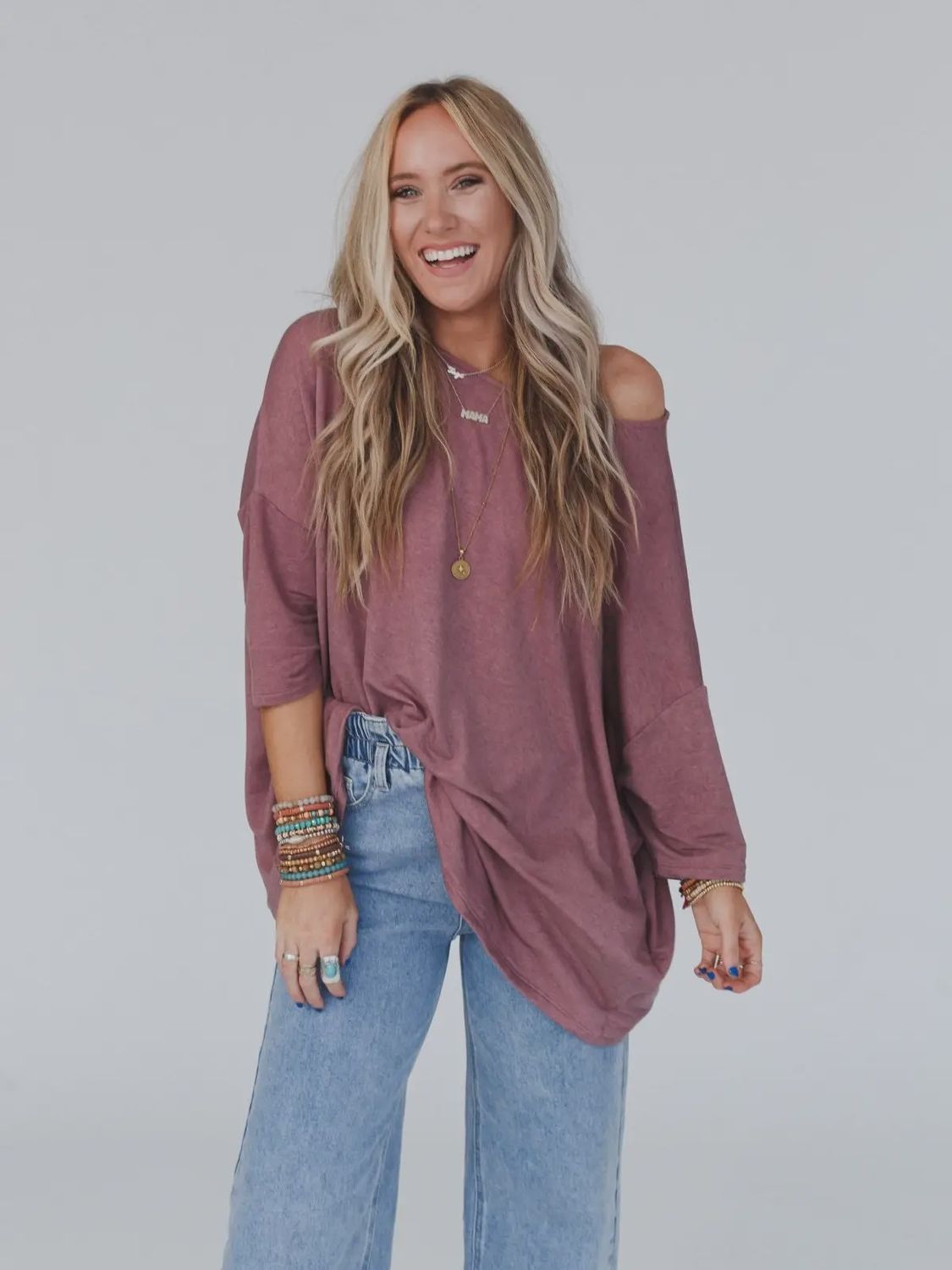 SUNDAY STROLL OVERSIZED TEE - MAUVE