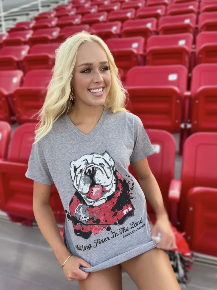 GEORGIA BULLDOG RELAXED UNISEX FIT V NECK TEE