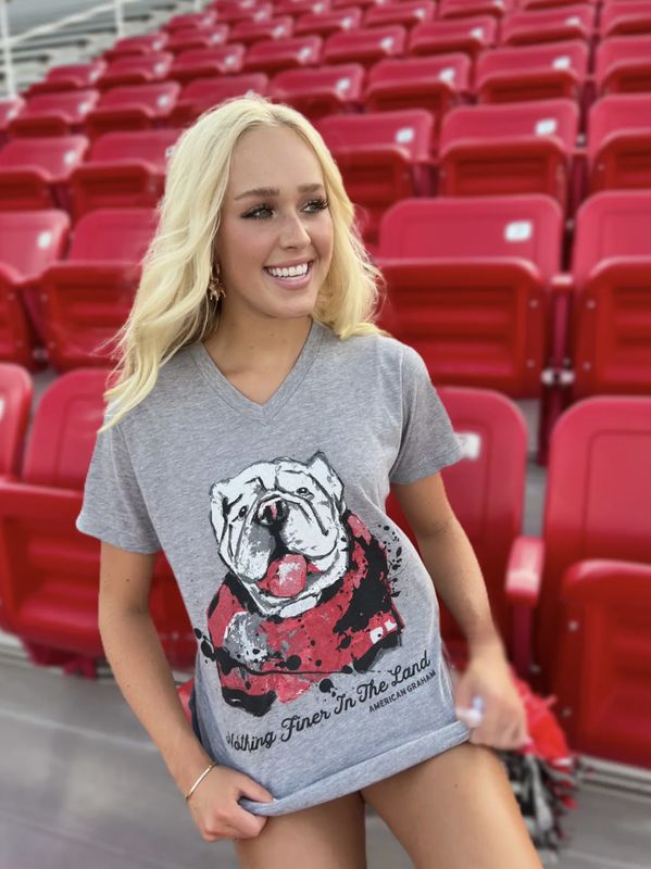 GEORGIA BULLDOG RELAXED UNISEX FIT V NECK TEE