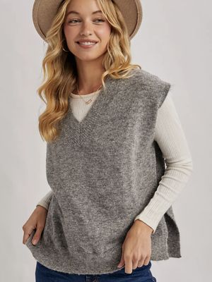 VALYREE SWEATER VEST - MARLED GREY