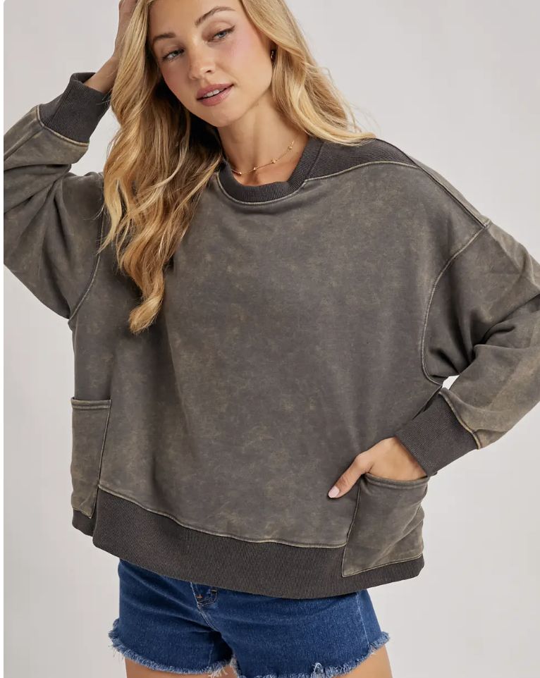 WREN WASHED SWEATSHIRT - CHARCOAL