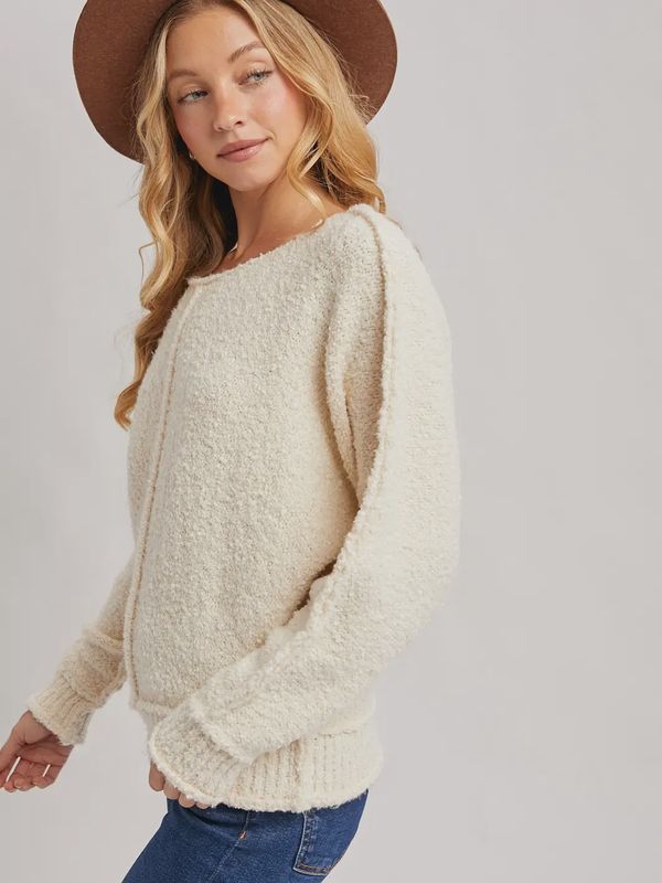 WIDE NECK OVERSIZED PULLOVER - CREAM
