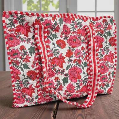 Poppy Lane Pink Floral Tote Bag