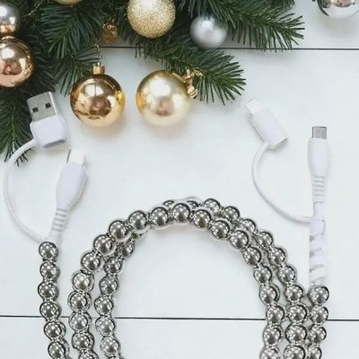 Silver Beaded Cord Phone Charger