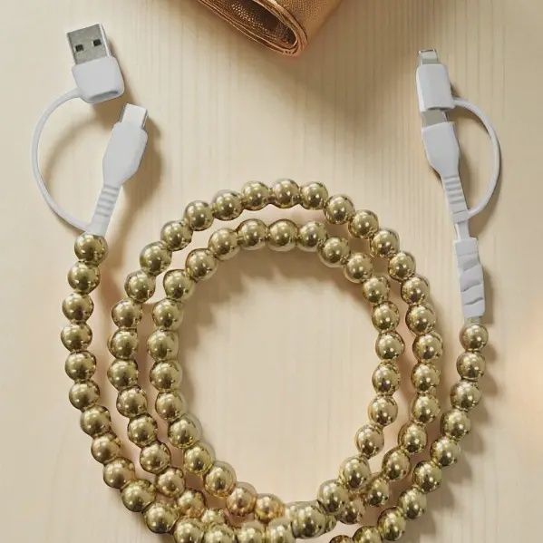 Gold Beaded Cord Phone Charger