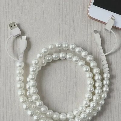 White Pearl Cord Phone Charger