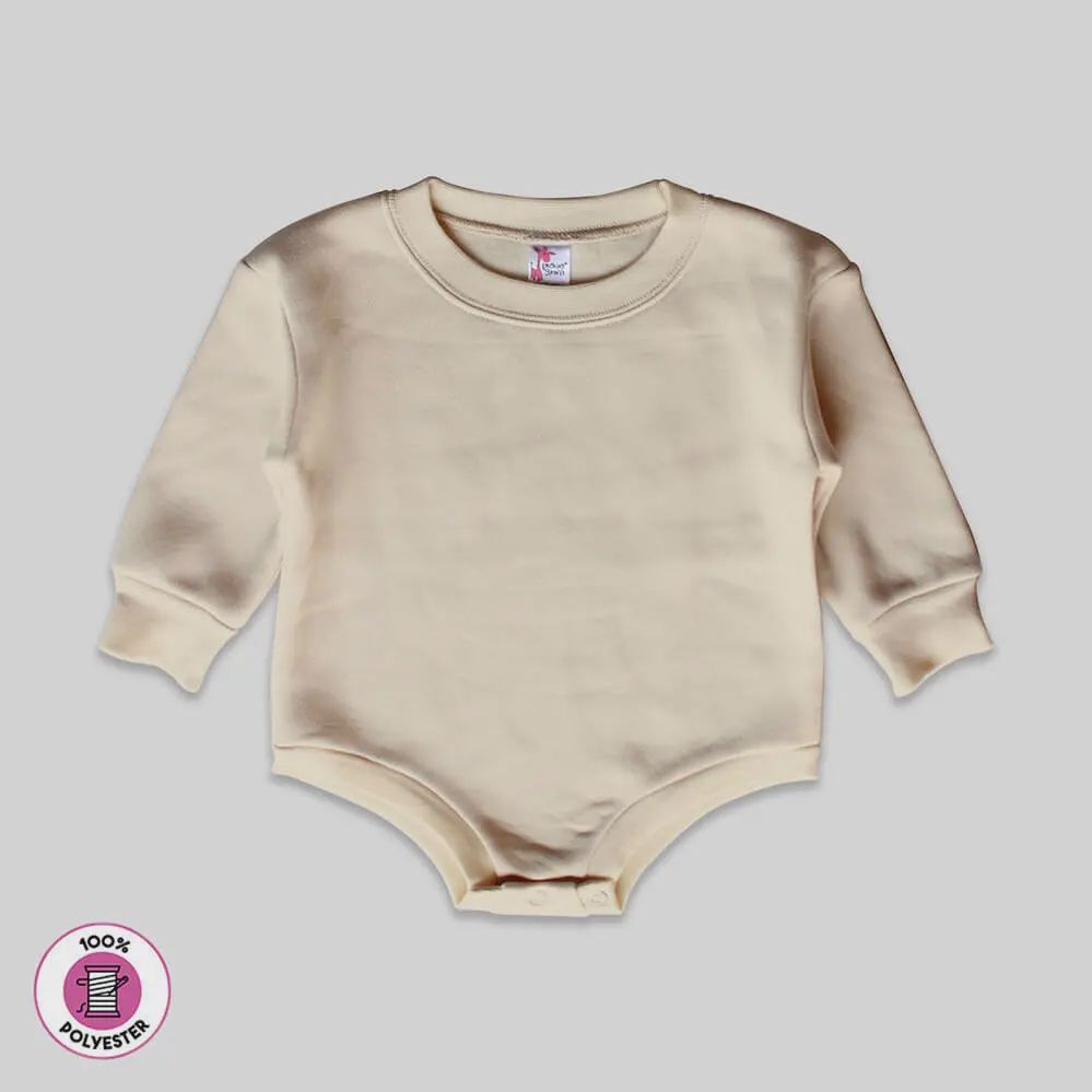 Infant Baby Bubble Sweatshirt Romper Fleece-Lined Cozy - TAN