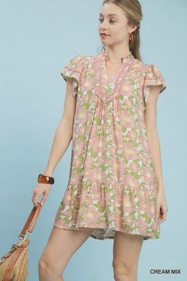 Abstract Print Tiered Mini Dress