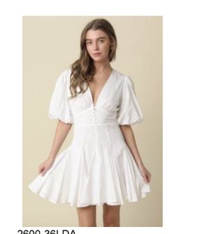 White Puff Sleeve Detailed Dress