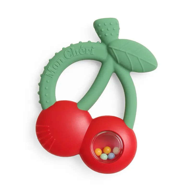 Bitzy Shake - Silicone Teether with Rattle Cherry