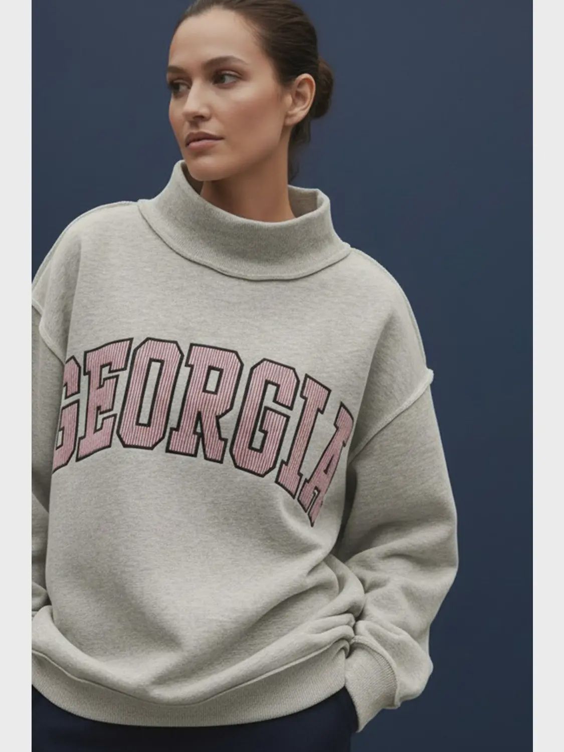 Embroidered Mock-Neck Sweatshirts