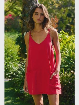 Washed Sporty Mini Dress W Built in Romper Lining