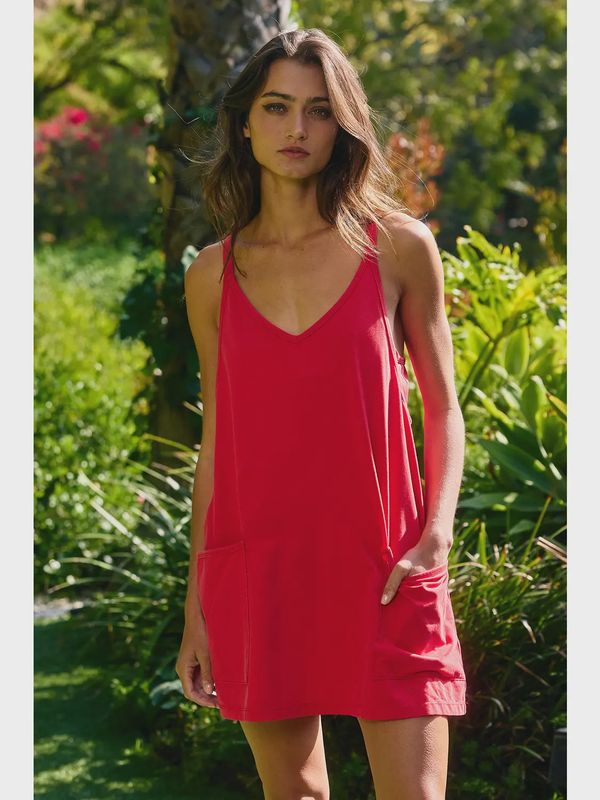 Washed Sporty Mini Dress W Built in Romper Lining