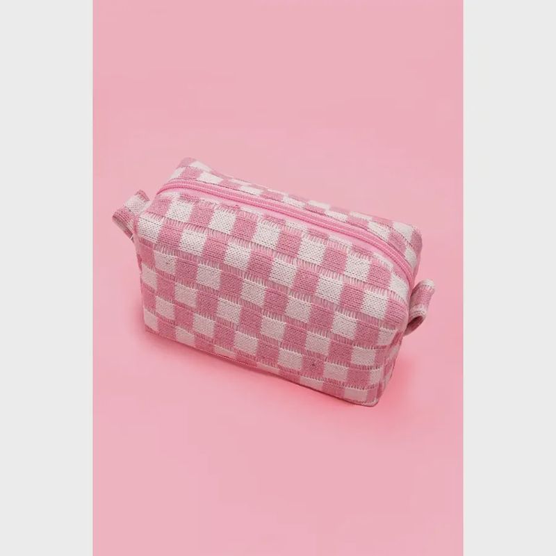 Checker Gingham Makeup Cosmetic Pouch Bag