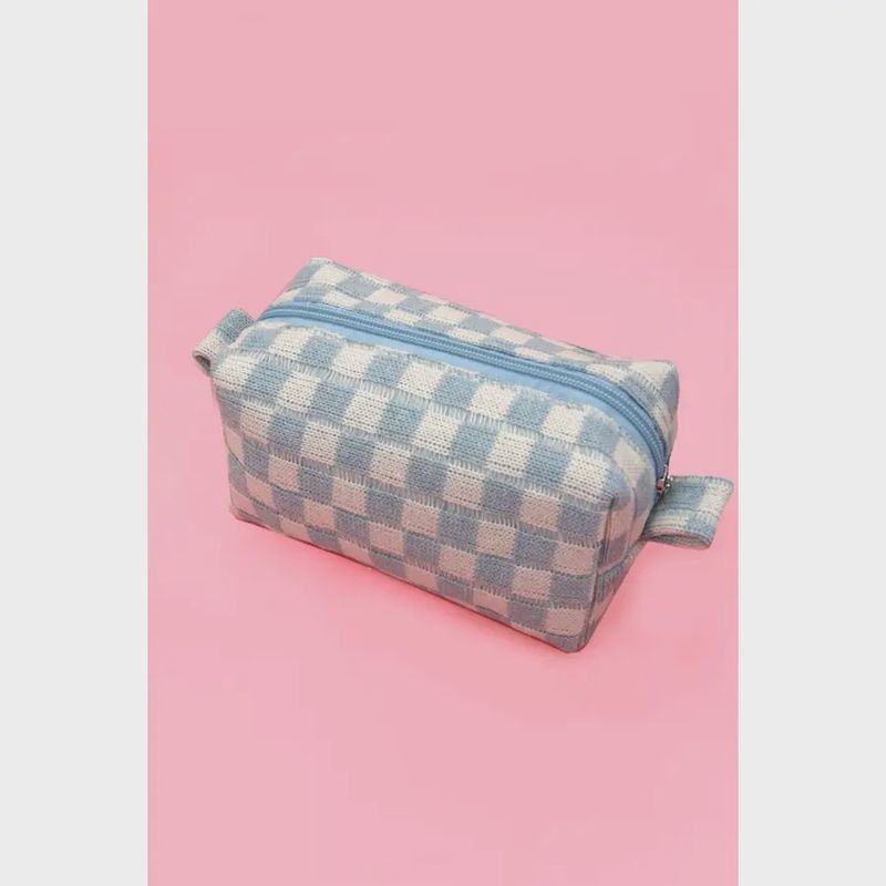 Checker Gingham Makeup Cosmetic Pouch Bag