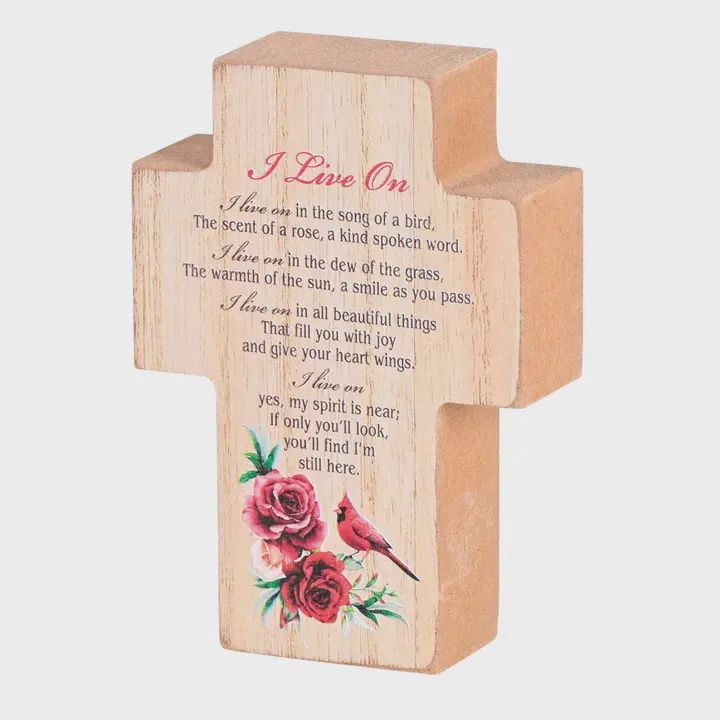Tabletop Plaque Cross Cardinal I Live On