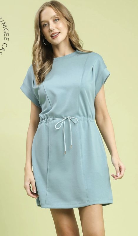 Luxeknit Pleated Mini Dress Mint Blue