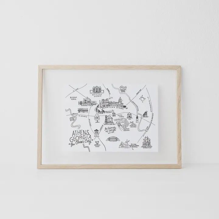 5x7 Athens, Georgia Map Art Print
