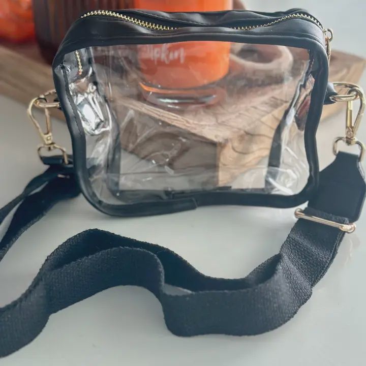 Chelsey Clear Stadium Bag, Color: Black