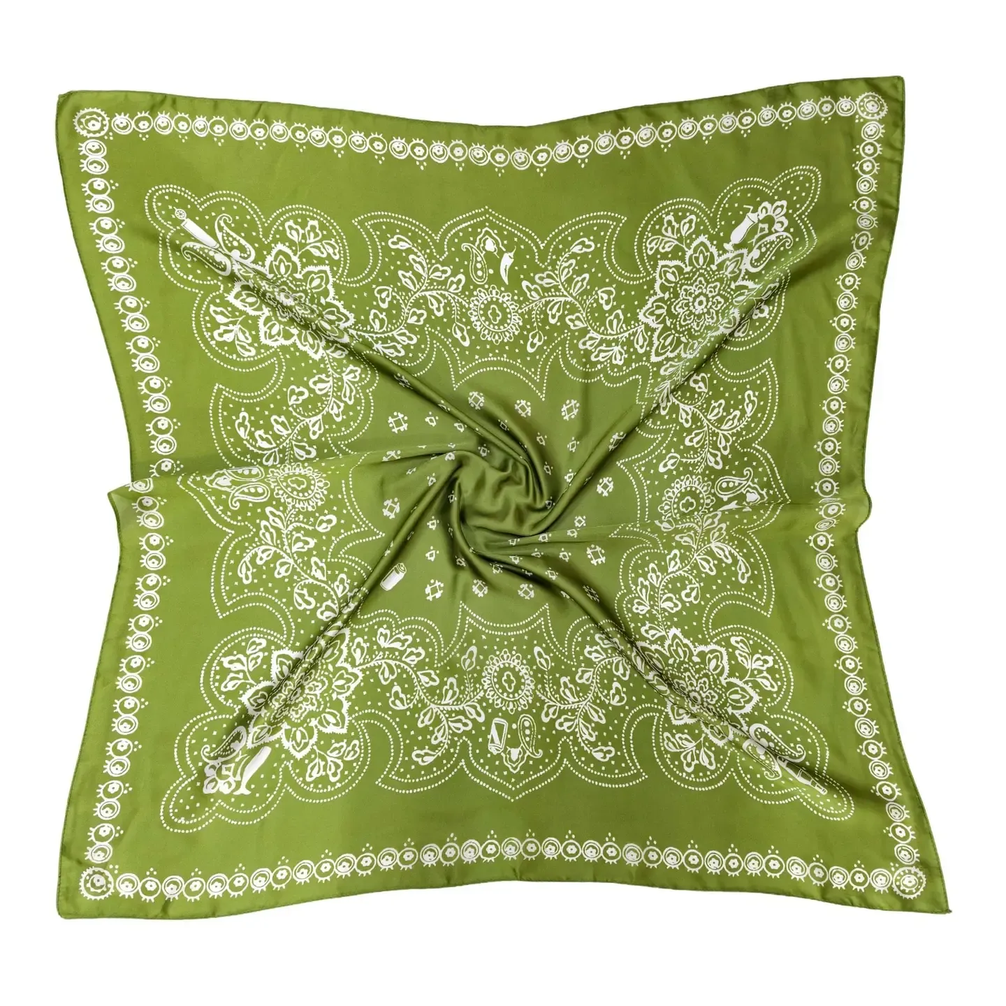 Bandana Print Square Scarf, Color: Green