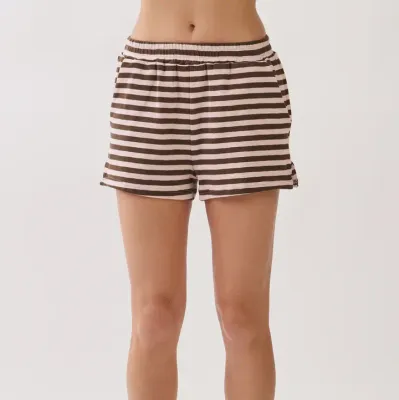 Striped Elasticized Waistband Relaxed Fit Shorts