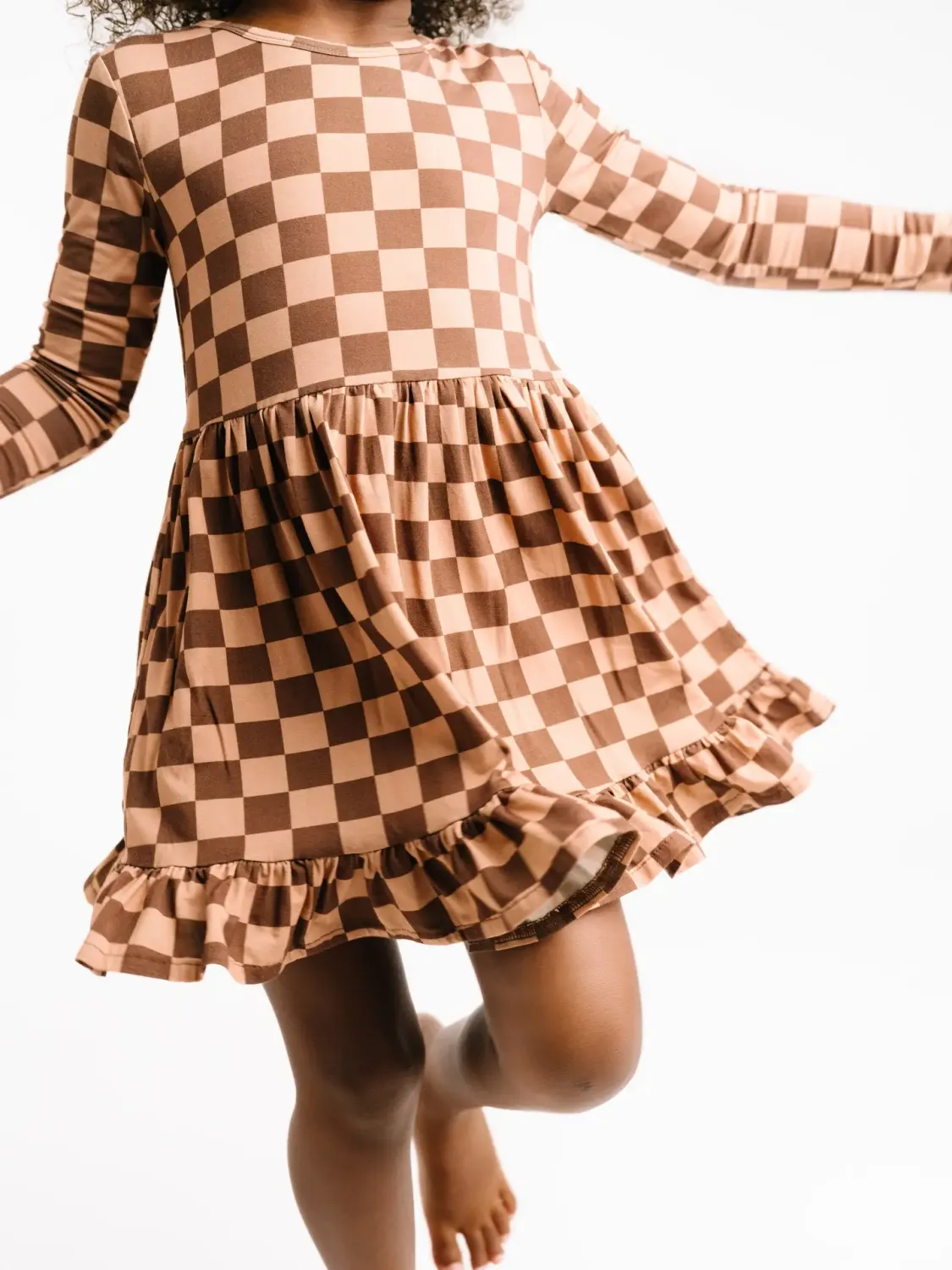 Espresso Checkered Bamboo Dress, Size: 4T