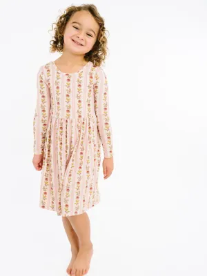 Vintage Floral Stripe Bamboo Dress