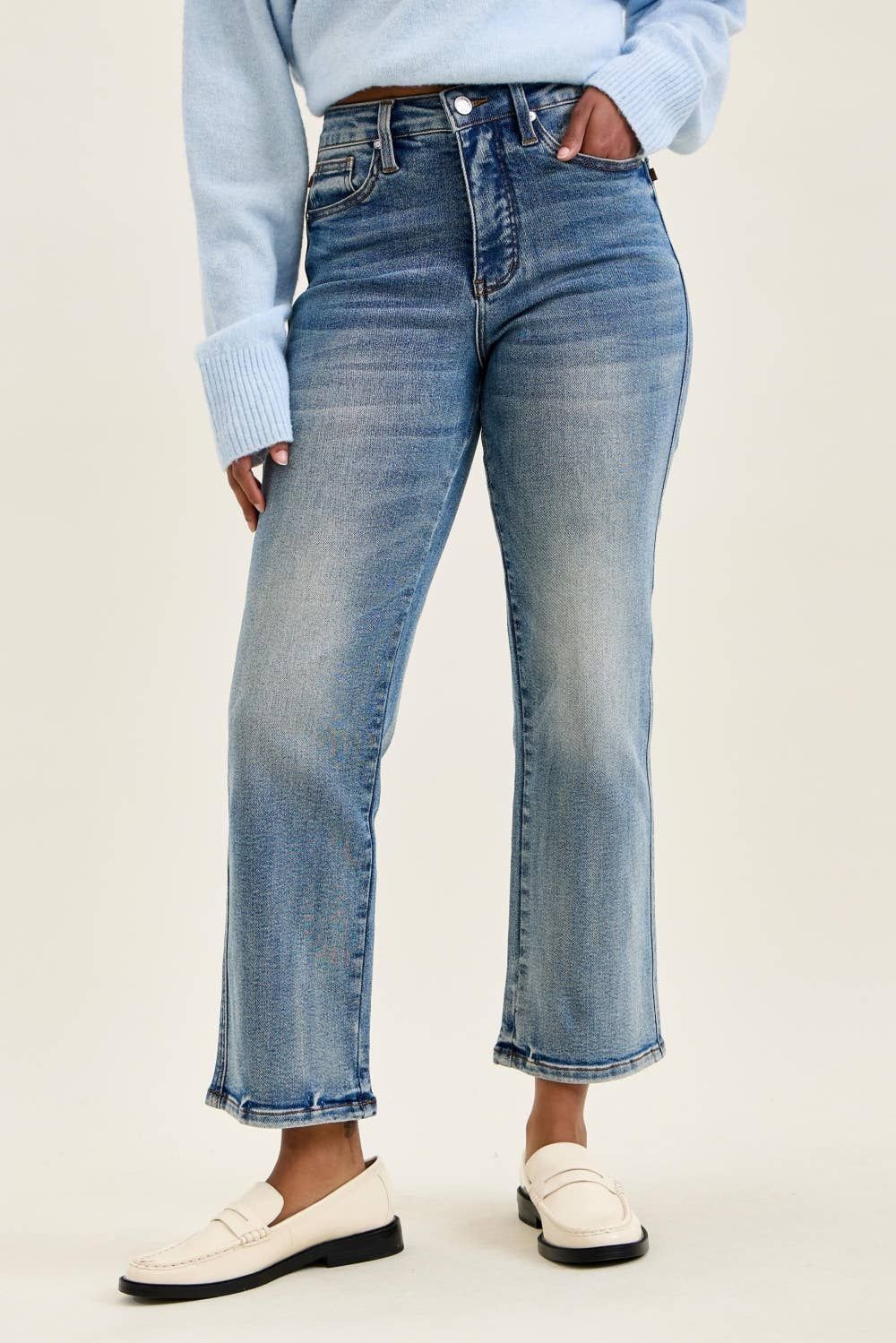 HW T.C. PEGGY Ankle Straight MD Break Through Blue, Color: MD, Size: 3(26)