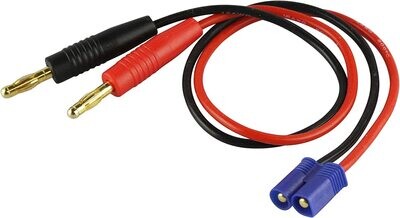 Battery charging cable with banana 4 mm connector - EC3 AWG16 - length 30 cm