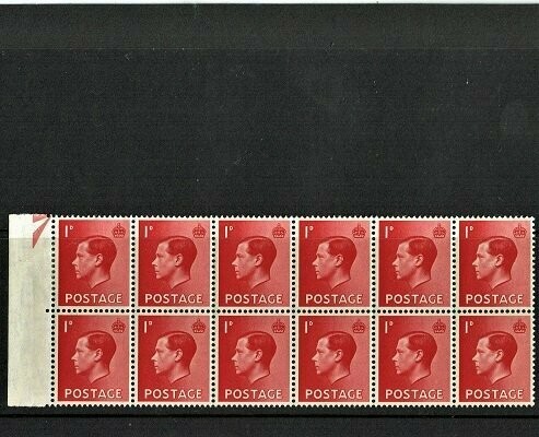 GB KING EDWARD VIII, 12x 1d SCARLET, Mi.194X, SG458, Mint/MNH