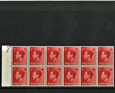 GB KING EDWARD VIII, 12x 1d SCARLET, Mi.194X, SG458, Mint/MNH