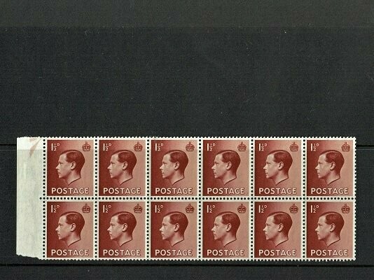 GB KING EDWARD VIII, 12x 1½d RED-BROWN, Mi.195X, SG459, MNH